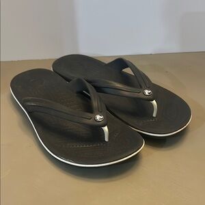 CROCS Black Sandals with White Trim